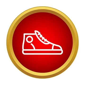 Sneaker shoe icon in red circle gold frame 스톡 일러스트