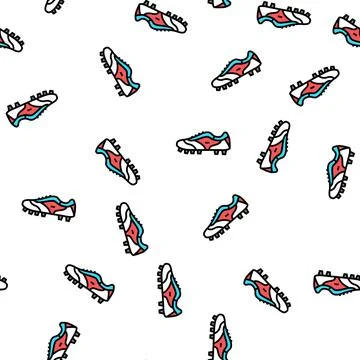 Sneaker shoe soccer player vector seamless pattern Stock Illustration