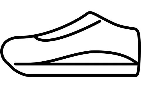 Sneaker, Simple black and white line drawing icon of clothing Stock Illustration