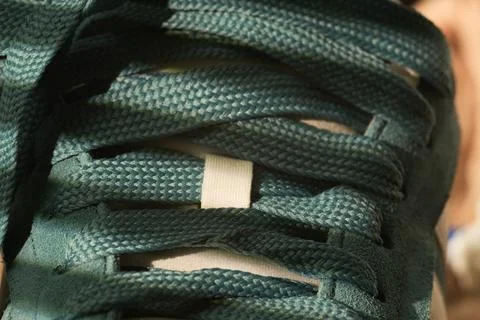 Sneaker style overview. Topdown view of sport shoe details. Closeup perspec.. Stock Photos