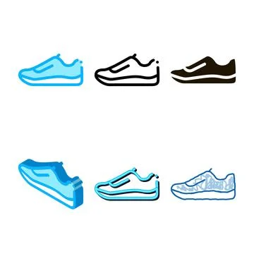 Sneaker styles shoe icon vector outline Stock Illustration