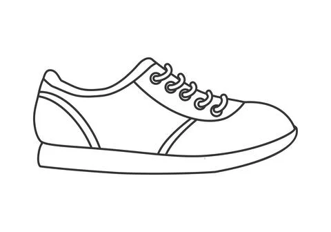 Sneaker with thin sole and laces for casual life and sports line icon Stock Illustration
