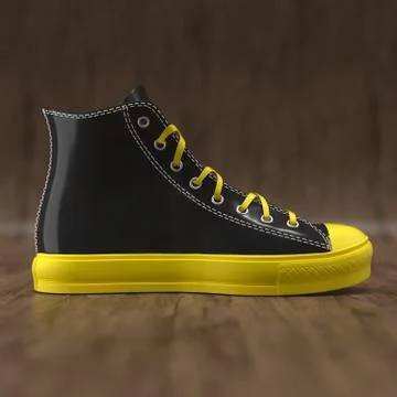 Sneaker on wood background Stock Illustration