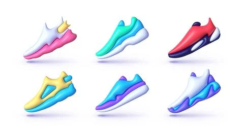 Sneakers 3d set on white background. Sneakers for concept design. 3d render Illustrazione stock