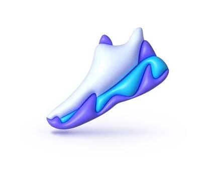 Sneakers in 3D style on white background. Trendy design template with sneakers Stock Illustration