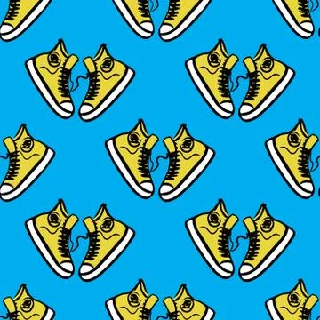 Sneakers on a blue background Stock Illustration