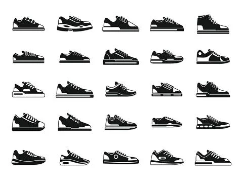 Sneakers icons set simple vector. Girl shoe Illustrazione stock