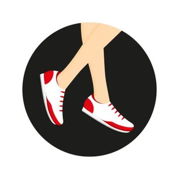 Sneakers on legs. Stock Illustration