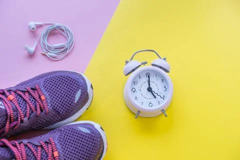Sneakers on a multi-colored background, concept infusion on sports. Stock Photos