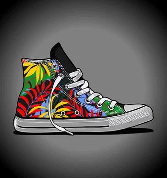 Sneakers pattern green red blue background Stock Illustration