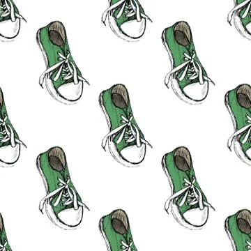 Sneakers seamless pattern, Stock Illustration