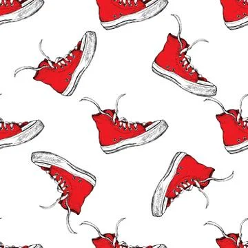 Sneakers seamless pattern, Stock Illustration