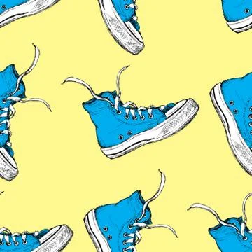 Sneakers seamless pattern, Stock Illustration