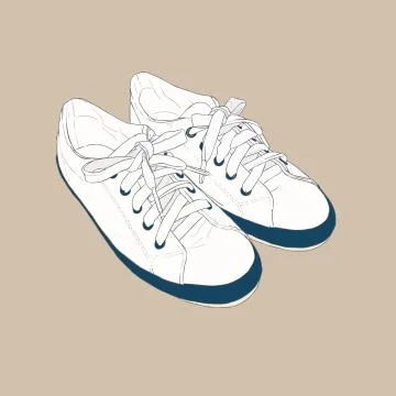 Sneakers. Vector hand drawn illustration. Sketch style Stock Illustration