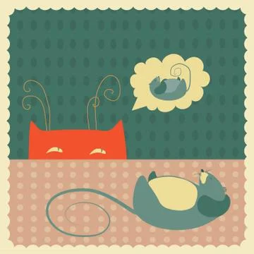 Sneaking cat looking at mouse Stock Illustration