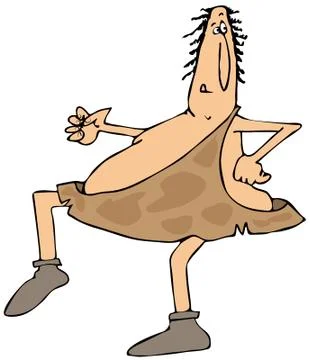 Sneaking caveman Illustrazione stock