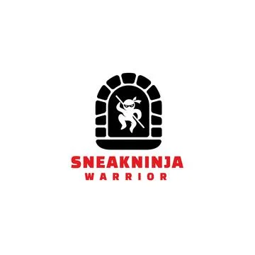 Sneaking ninja in the fireplace logo concept. Vector illustration Stock Illustration