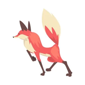 Sneaking Red Fox Character Cartoon Vector Illustration Stock Illustration