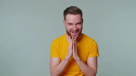 Sneaky cunning man with tricky face scheming evil plan, thinking over villain Stock Footage 310964658