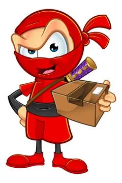 Sneaky Red Ninja Character Stock Illustration