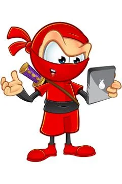 Sneaky Red Ninja Character Illustrazione stock