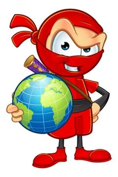 Sneaky Red Ninja Character Stock Illustration