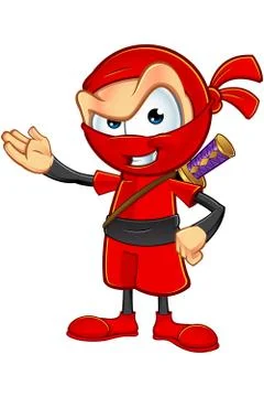 Sneaky Red Ninja Character Illustrazione stock