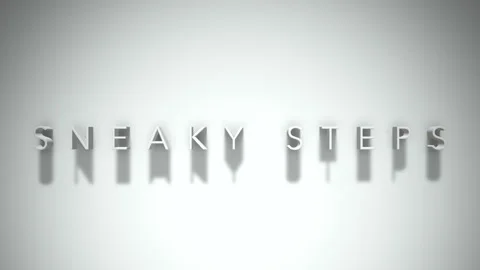 Sneaky steps 3D title animation white text on a white background Stock Footage 299759028