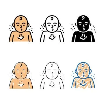 Sneeze reflex color icon set vector Stock Illustration