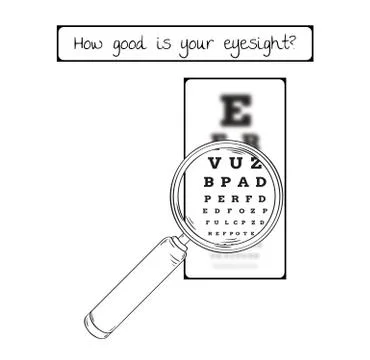 Snellen chart for eye test - sharp and blurred Illustrazione stock