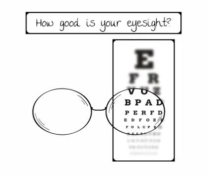 Snellen chart for eye test - sharp and blurred Illustrazione stock