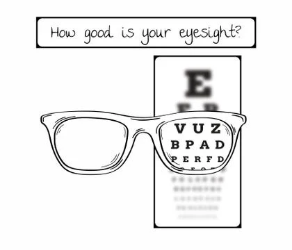 Snellen chart for eye test - sharp and blurred Illustrazione stock