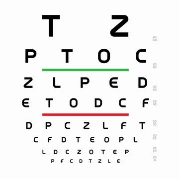 Snellen chart template. Table with letters for an ophthalmologist test. Alphabet 스톡 일러스트