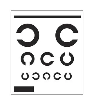 Snellen eye chart for visual acuity testing flat line black white vector object Stock Illustration