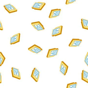 Snellen table ophthalmology isometric icon seamless pattern Stock Illustration