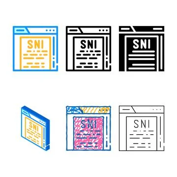 Sni protocol color icon vector line multipack Stock Illustration
