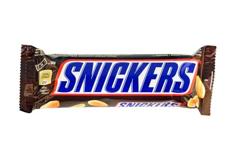 Snickers Chocolate Candy Bar Stockfoto's