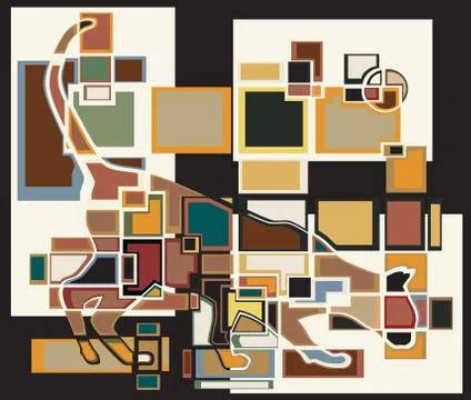 Sniffing cat blocks Stock Illustration