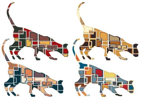 Sniffing cat mosaics Stock-Illustration