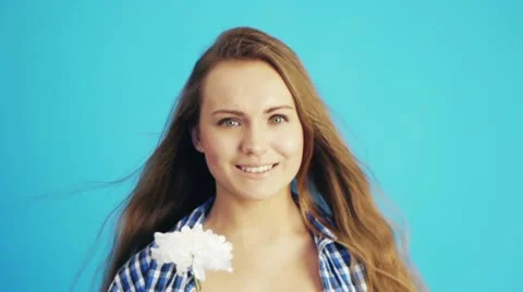 Sniffing chrysanthemum Stock Footage 21472985