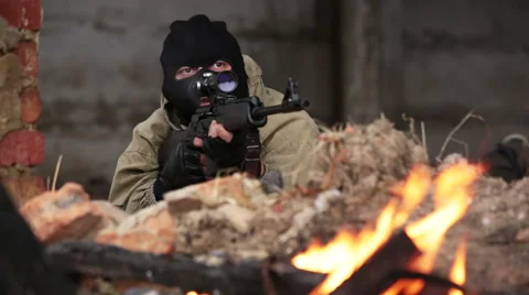Sniper 2 makes the shot from ambush Stock Footage 44784198
