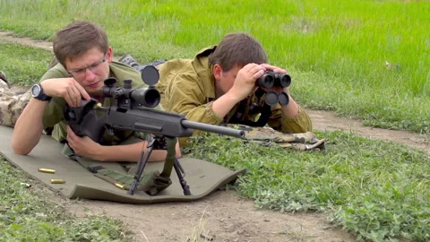 Sniper Couple in Training HD Pro Stock Footage 206124200