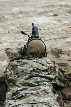 Sniper in the desert Stock Photos