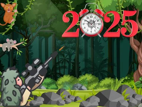 Sniper: Forest Strike - 2025 Target Stock Illustration
