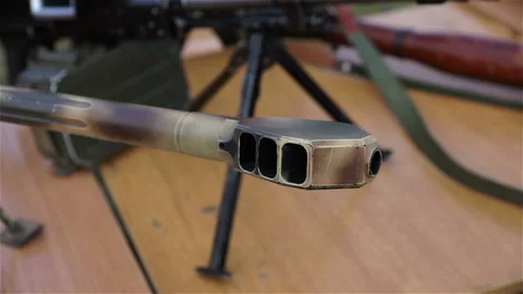 Sniper gun on the table. Stock Footage 88239024