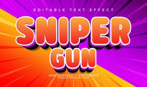 Sniper gun vector text effect with modern style design Stock Illustration