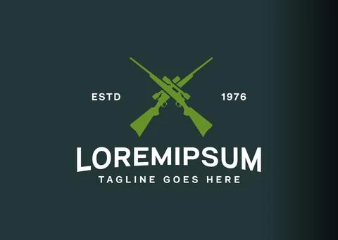 Sniper logo design. Vector illustration of two crossed sniper rifle guns. Vec Stock Illustration
