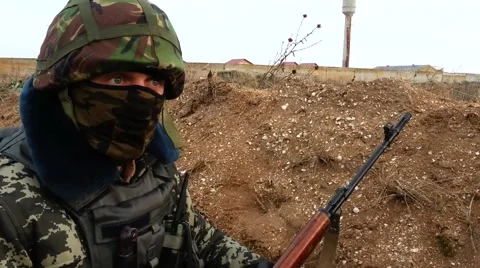 Sniper on the position Stock Footage 49938536