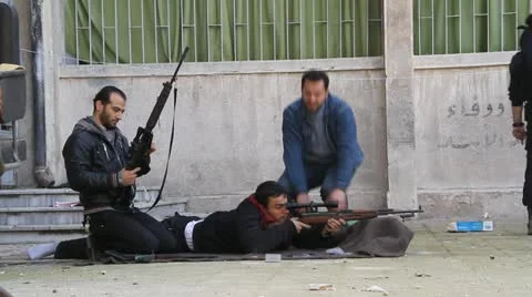 Sniper Practice, Aleppo, Syria Stock Footage 12762978