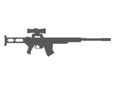 Sniper rifle game.Isolated on white background.Vector flat illustration. Stock Illustration